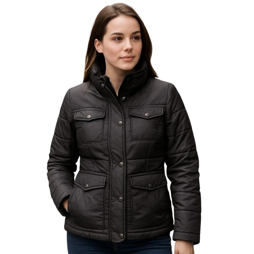 Dollhouse Puffer Jacket Quilted Lightweight Snap Button Black Size M‎